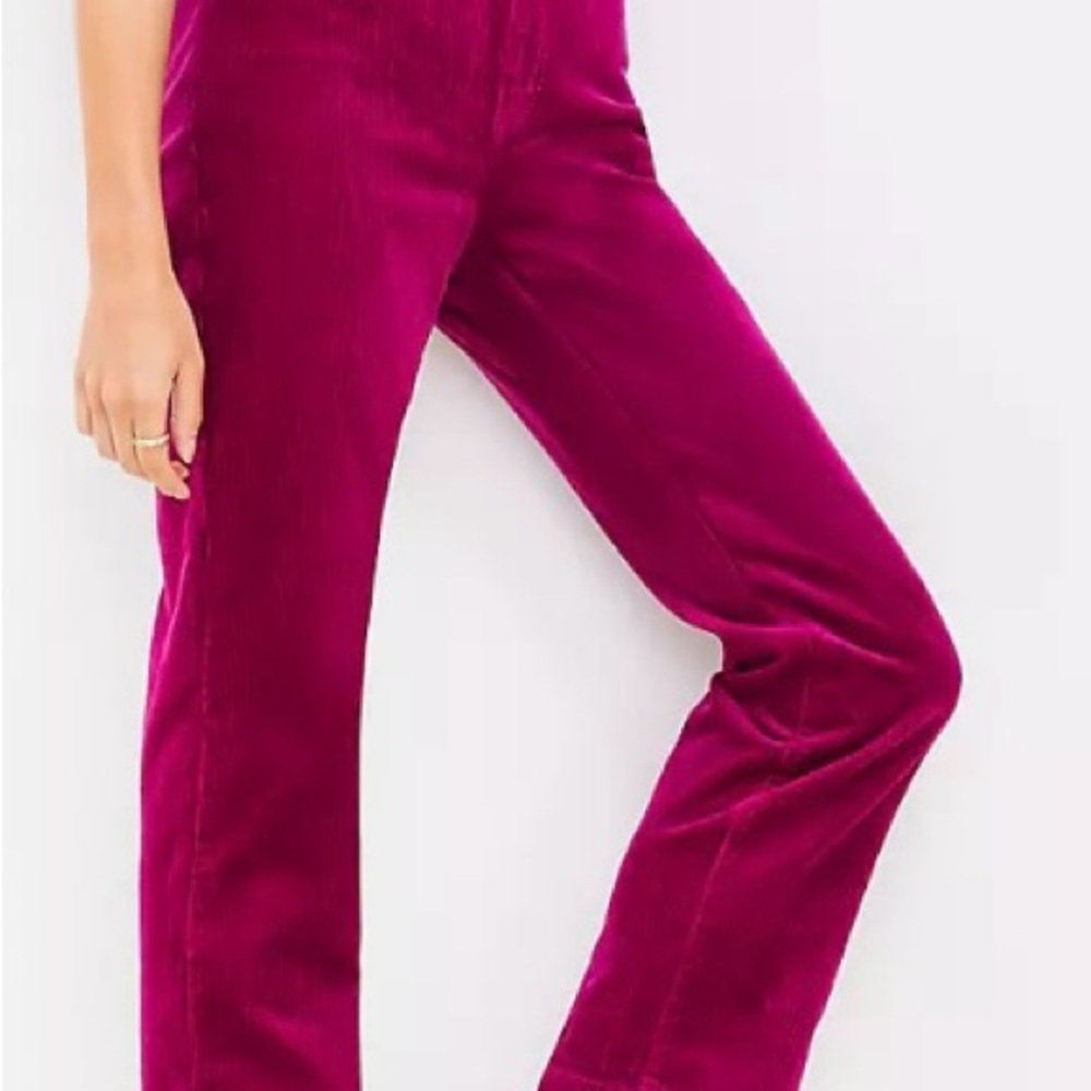 LOFT Magenta Corduroy Straight Leg Pants